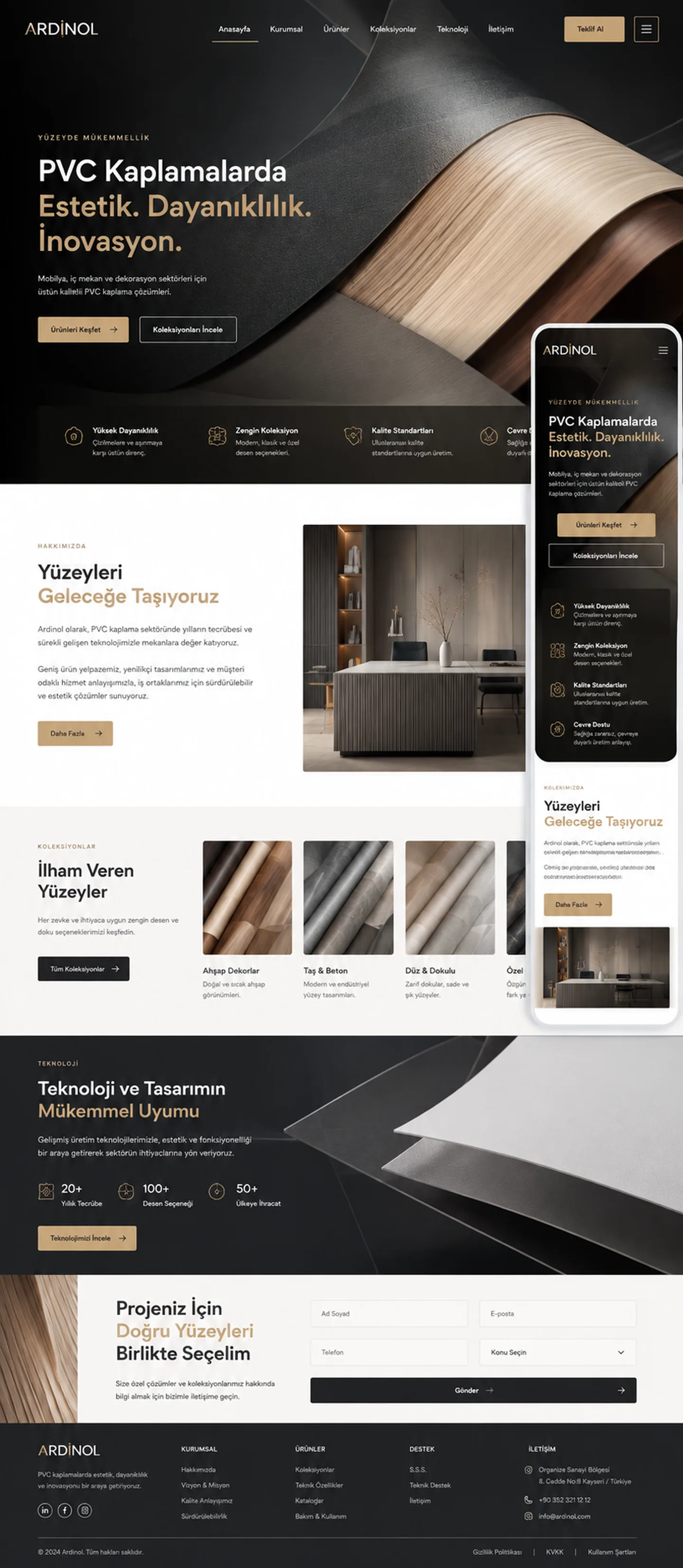 Ardinol web sitesi canlı ana sayfa ekran görüntüsü