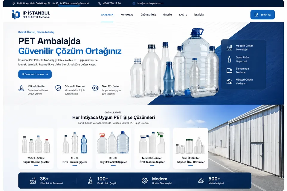 İstanbul Pet Plastik web sitesi ana sayfası